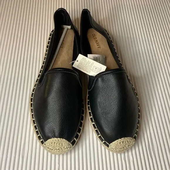 Faux-Leather Espadrille Flats size 8 NWT