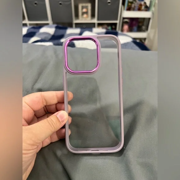 iPhone 14 Pro phone case clear with purple