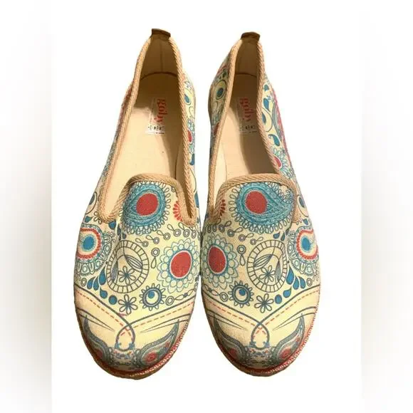 Goby Espadrilles Flats Geometric Paisley Pattern US Size 9 (EU 40)