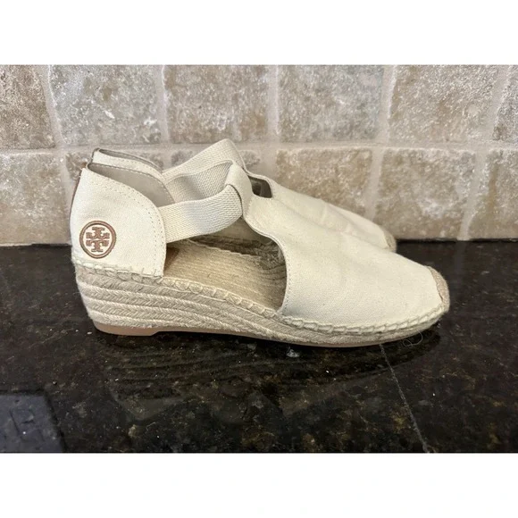 Tory Burch Neutral Catalina Low Wedge‎ Espadrille Shoes Women's 10.5 NWOT