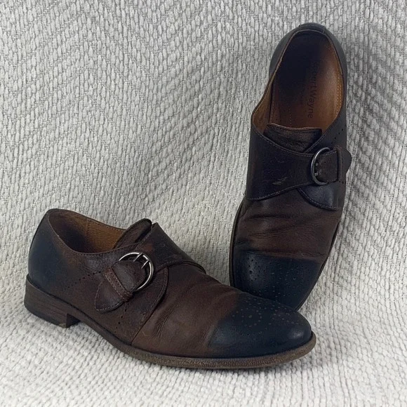Robert Wayne Mens 11 Brown Leather Double Monk Strap Brogue Dress Shoes Portugal