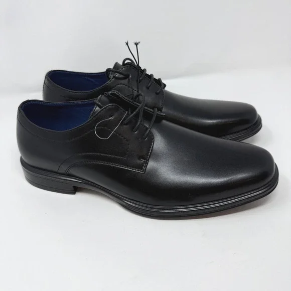 Perry Ellis Portfolio Adan Black Plain Toe Derby Dress Shoes Men's 9.5 MED NEW
