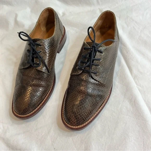 Schmoove womens lace up brown snake leather oxford size 37