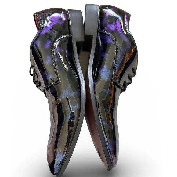 Blue Purple Iridescent Patent Leather Oxford Dress Shoes Mens Sz 9 Formal