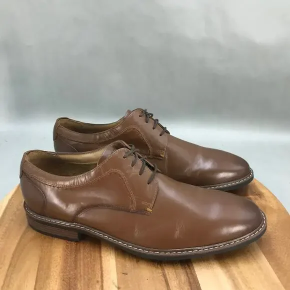 Nunn Bush Hayden Plain‎ Toe Oxford Dress Shoes Mens 12 M Brown Leather Lace Up