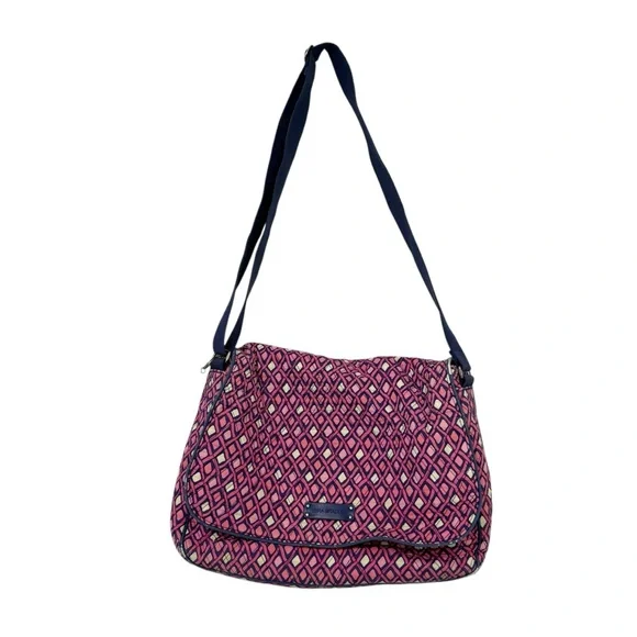 Vera Bradley Katalina Pink Diamonds Messenger Laptop Bag Travel Preppy