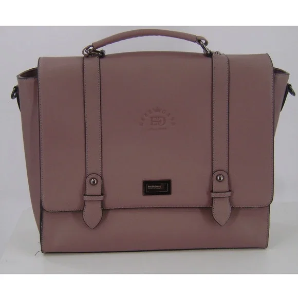 EASEGAVE Mauve Pink Faux Leather Laptop Bag Briefcase Satchel Professional