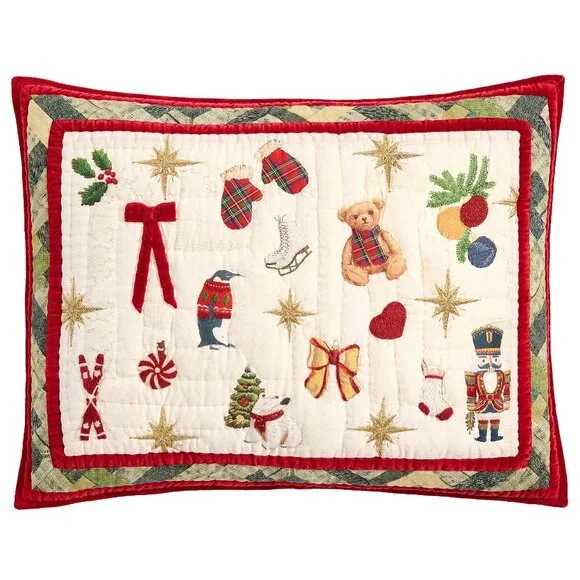 Pottery Barn Deck the Hall Christmas Tree Standard Pillow Sham Cover Reverse NWT