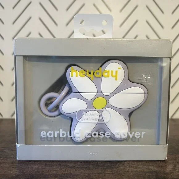 NEW Heyday Soft Purple Flower Daisy AirPods Case Cover Generation 1 & 2 Clip