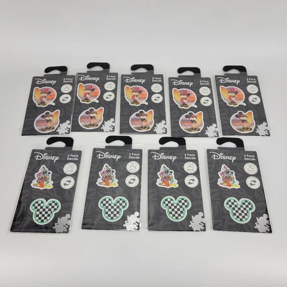 Lot Of 9 Disney Mickey Minnie Mouse And Friends 2-Pack Reusable Adhesive Decals