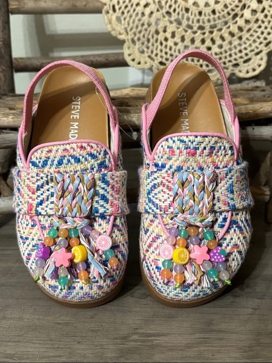 Steve Madden TODDLER Girls Size 9 Mazie Pink Beaded Sling-back Clog  NIB