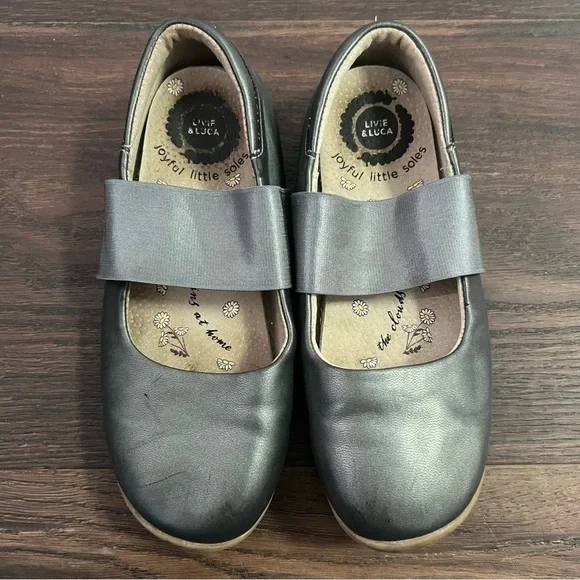 Livie and Luca Bella Ballet Flats Pewter Shimmer Girls 13