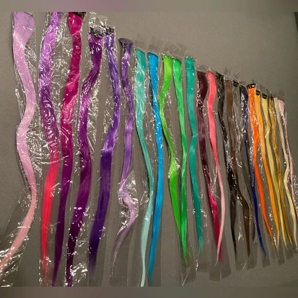 23 Hair Extensions Clip In Colorful 21” long New Never Used‎