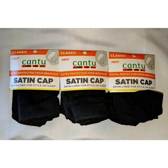 Lot of 3 Cantu Satin Lined Caps for Style or Sleep Black