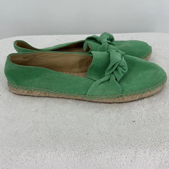 Talbots Izzy Knot Green Suede Espadrilles Women’s Size 10.5