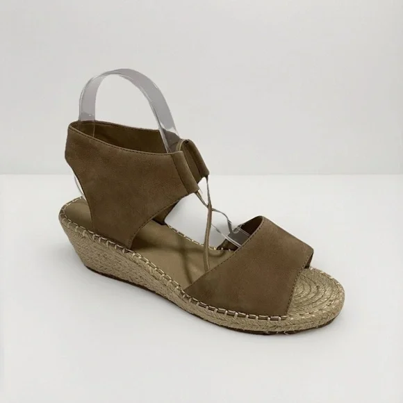 EUC Eileen Fisher Earth Tan Espadrille Jute Low Wedge Sandals Size 8.5 Neutral