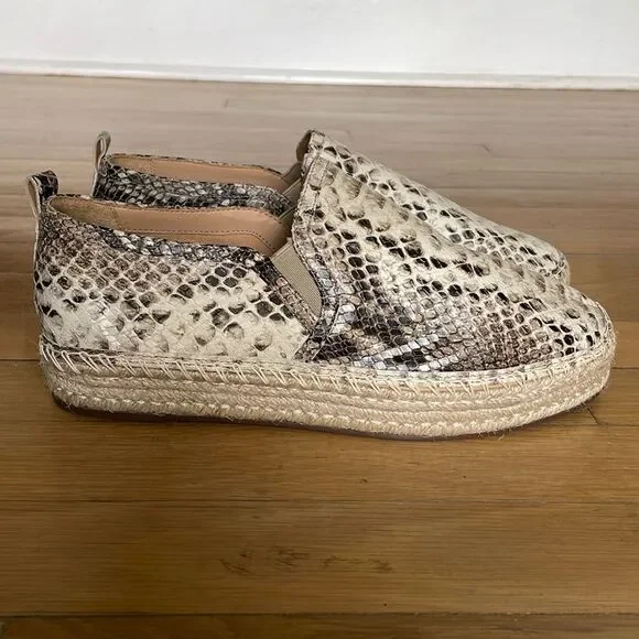 Schutz Fadia Snake Print Platform Espadrille Size 9