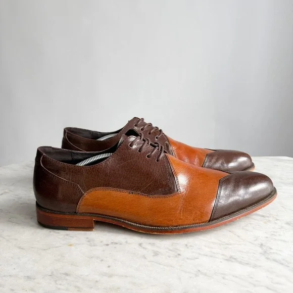 Stacy Adams brown tan‎ two tone leather oxford shoes men's size 11.5