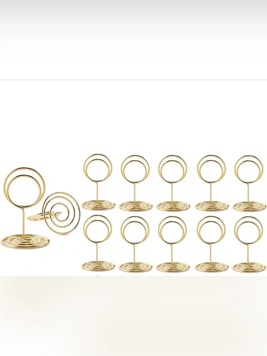 Gold Wire Spiral Place Card Holders - Set