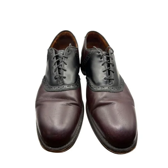 Allen Edmonds Shelton Saddle Shoes Mens 13 D Burgundy Black Leather Oxfords 8271