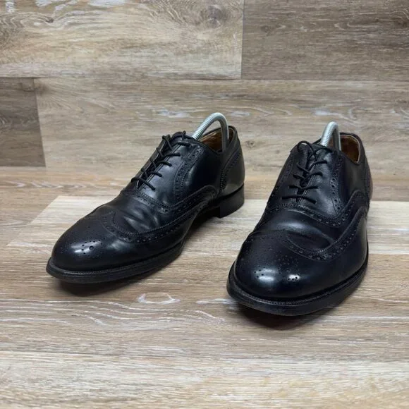 Johnston Murphy Aristocraft Black Leather Wingtip Oxford Shoes Men's Size 10.5