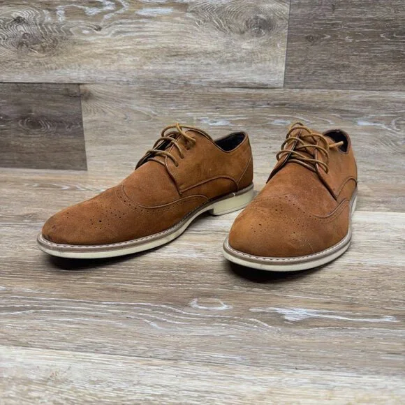 Franco Vanucci Tan Suede Wingtip Shoes Men's Size 12