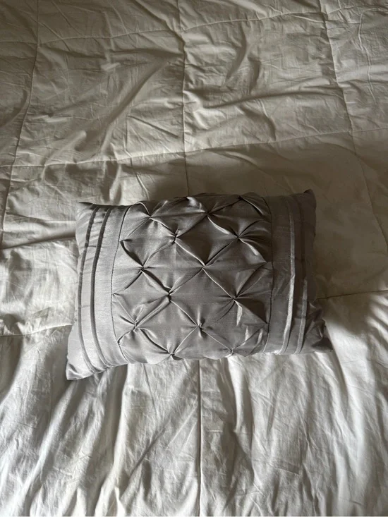 Elegant Silver Grey Pintuck Decorative Lumbar Pillow - 16