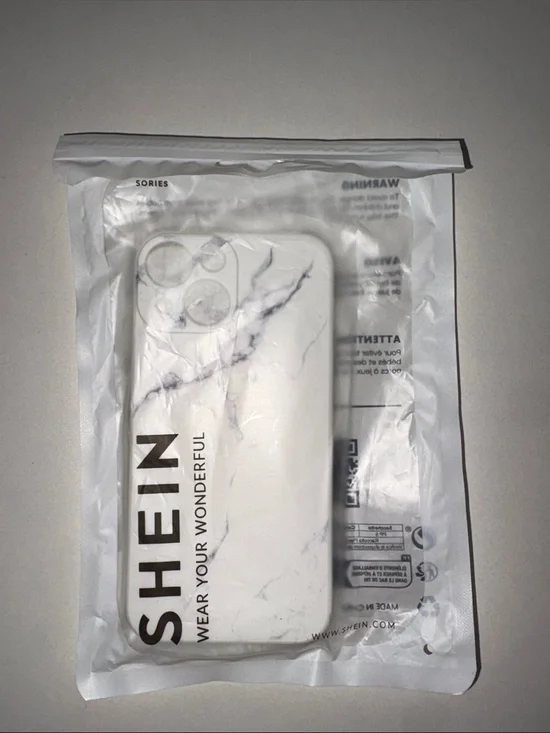 iPhone 13 mini SHEIN White Marble Phone Case - Sleek Protective Cover