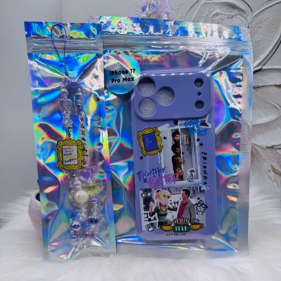 Friends Themed iPhone 17 Pro Max Case with Matching Beaded Strap style 2