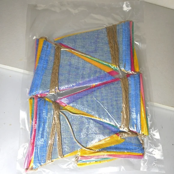 Colorful Burlap Banner Flags Set Of 5