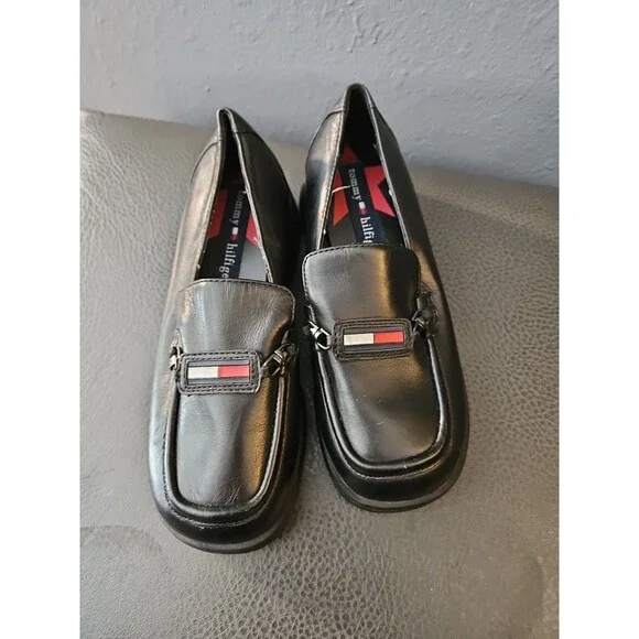 Tommy Hilfiger Dress Shoes youth size 12.5m Black slip on dress‎ shoes