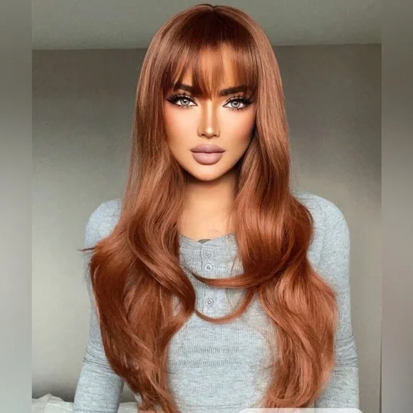 Auburn Orange Wavy Hair Wig for Women - Realistic look