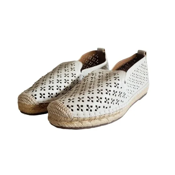 Patricia Nash Women's Elena Espadrille Flats White Leather Size 10M NEW