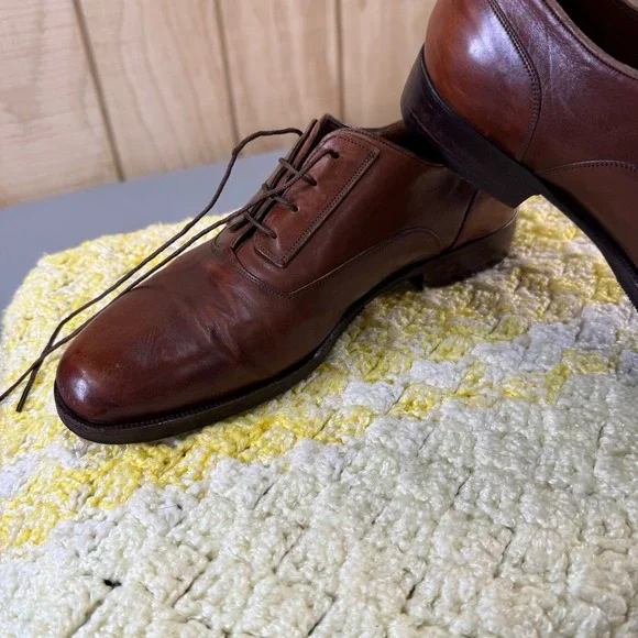 Bruno Magli Solo Mens Brown Leather Oxford Dress Shoes Made in Italy Siz 9 45326