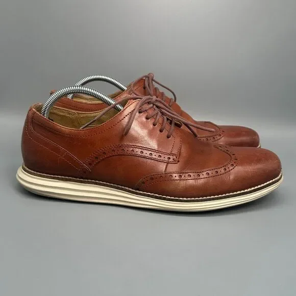 Cole Haan Original Grand Men's 10.5 Brown Leather Energyweave Wingtip Oxfords