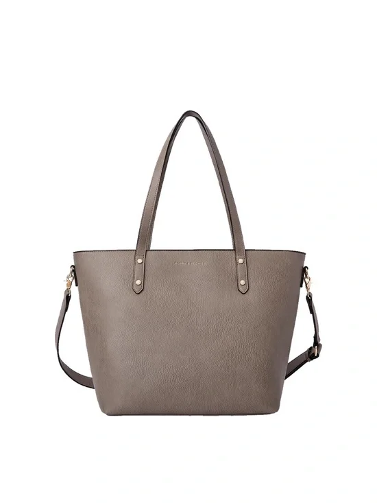 Poppy & Peonies Leather Go-Getter tote bag in Gray