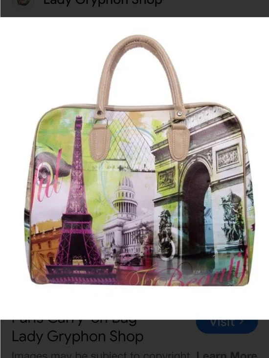 Colorful Paris Print Travel Tote Bag - Multicolor nwt