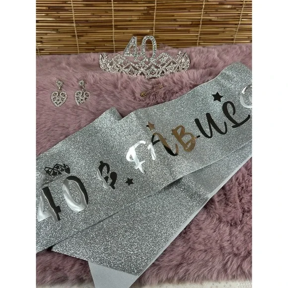 40th Birthday Sash with Rhinestone - Glamorous Silver  Gifts For Her‎