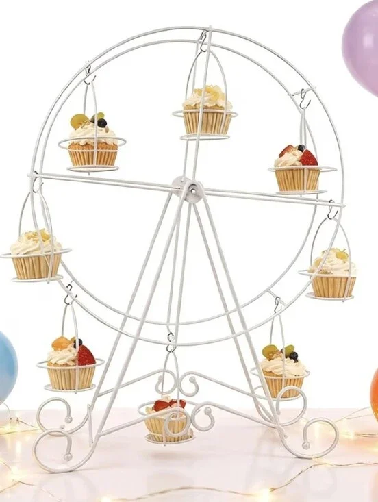 White Metal Ferris Wheel Cupcake Stand - Party Display