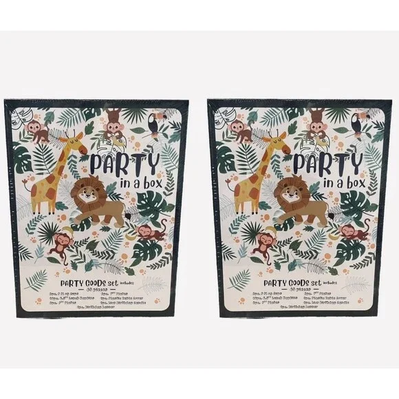 2 Birthday Party Decorations Monkey Jungle Zoo Safari Animal Theme Decor Banner