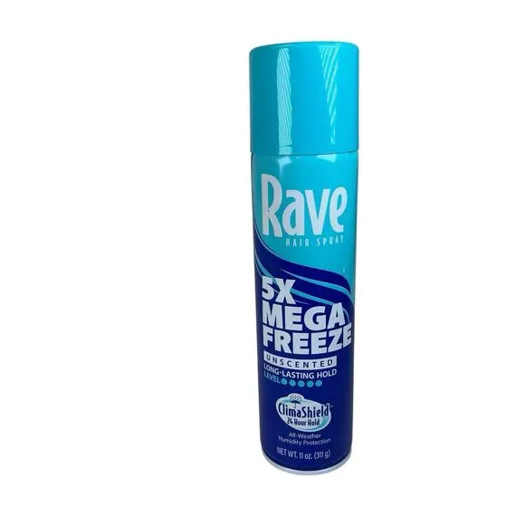 Rave 5X Mega Freeze Unscented‎ Aerosol Hairspray 1 COUNT - 11 Oz Hair Spray