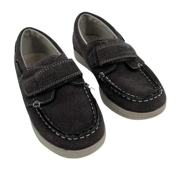 Apakowa Hook And Loop Gray Suede Loafers Size 28 Boy's