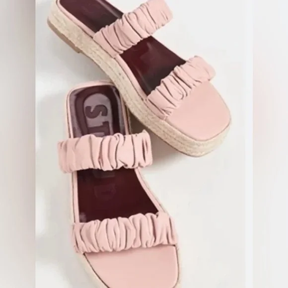 NEW Staud Espadrille Ruched Sandals in Dark Blush Size 9