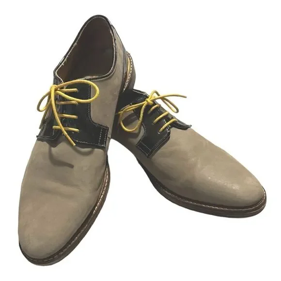 House of Hounds Men’s Lace-Up Oxford Tan Nubuck w/Brn Patent Leather Accents 11
