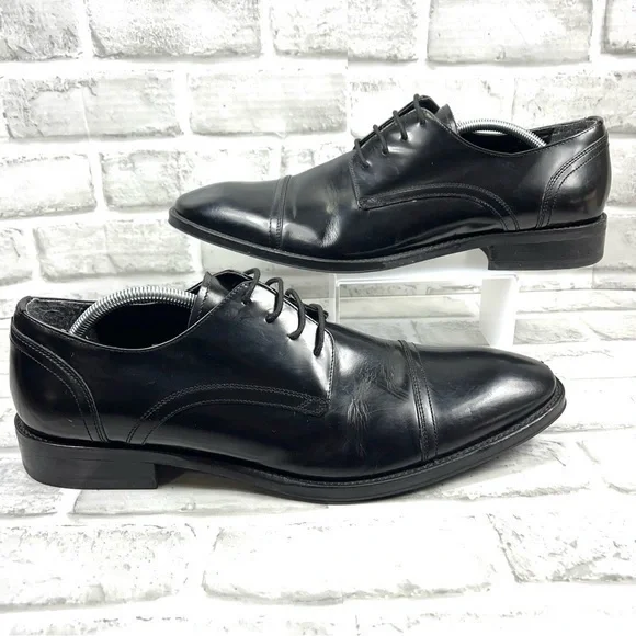 Kenneth Cole All Gathered ED Men’s Size 11.5 Black Leather Captoe Oxford Shoes