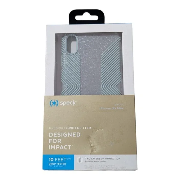 W3. Speck Presidio Grip + Glitter Case‎ For Apple iPhone Xs Max - Gray/Green