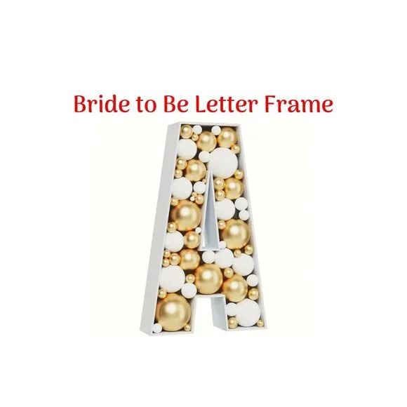 Bride To Be Mosiac Letter Frame Kit to Fill with Balloons White Bridal Shower