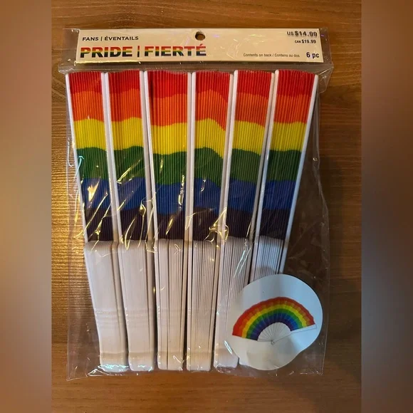 Rainbow Pride Hand Fans - 6 Pack