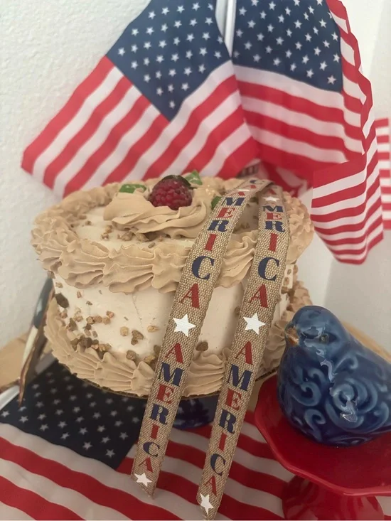 Patriotic Strawberry 🍓 Summertime Faux Cake American Red, White Blue Final Sale