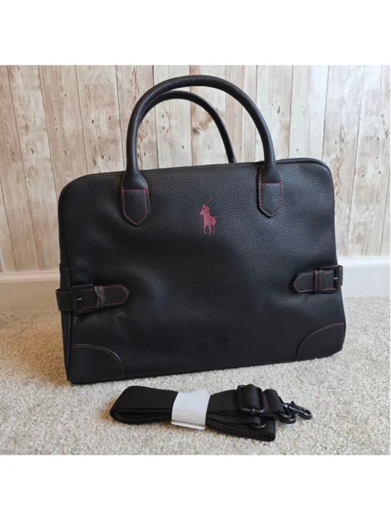 Polo Ralph Lauren Black Weekender Travel Gym Bag with Red Stitching NWOT